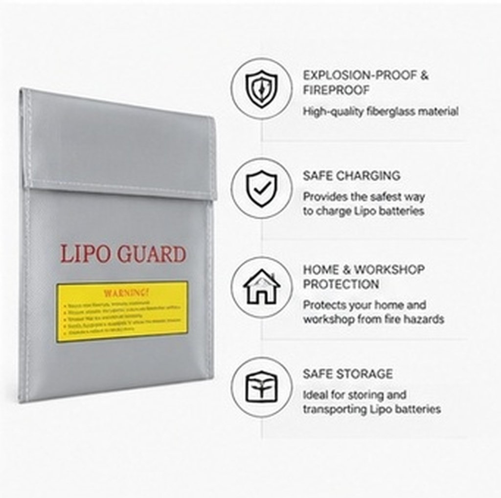Lipo Battery Fireproof Safety Charge Box - 18x23cm Professioneller RC-Lipo-Akku Feuerfester Sicherheitsschutz Lade-Aufbewahrungsbeutel