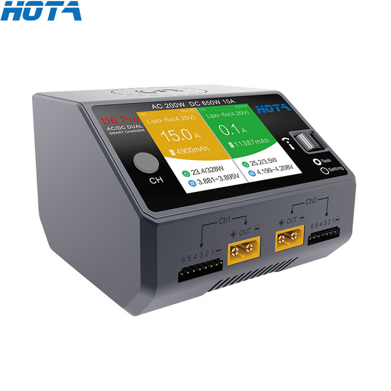 Hota D6 Pro Dual Lipo Charger - HOTA D6 Pro Schwarz AC 200w